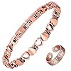 Jecanori Magnetic Copper Anklet Bracelets and Ring for Women,Adjustable Copper Rings and Bracelet,Anti Swelling Anklet,Christmas Jewelry Gift with Sizing Tool