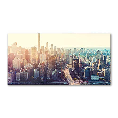 Dosseret en verre fond de hotte bleu 140x70cm panneau de protection murale cuisine New York