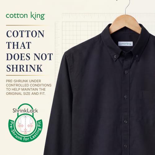 Image of Cotton King Mens Shirts | 100% Cotton Long Sleeve Shirts for Men | Button Down Shirt Men | Oxford Mens Dress Shirt