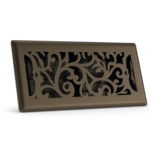 Sierra Grates 4" x 10" Floral Design Floor Register in Metallic Bronze Finish- Vent Covers for Home Floor- Decorative Air Vent Covers- Floor Register 4” x 10” (Duct Opening) by Sierra Grates - Used condition - CA$15.49