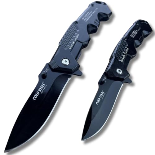 N8 NOHERSUMI R 8 (PACK DE 2 NAVAJAS Plegables), 2 Navajas con hojas de Acero Inoxidable negro