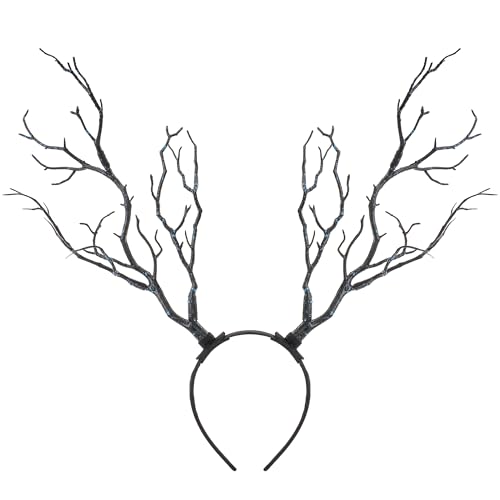 MOSTORY Antler Horns Branch Headband - Antlers Headband for Woodland Fairy Costume Forest Branch Hairband for Tree Costume Cosplay Renaissance Photo Shoot