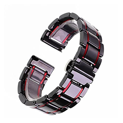 Bracelet de montre en céramique de luxe YINGO noir et rouge chic 19mm