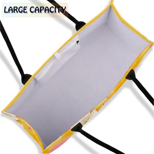 Pink Flower Yellow Plants Tote Bag for Women Large Beach Bag Reusable Tote Bags for Work Travel Beach Shopping 7