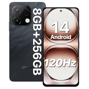 UMIDIGI Handy Android 14, 8(4+4)+256GB/1TB TF Smartphone Ohne Vertrag, 120Hz 6.8 Zoll HD+ Smartphone, Bluetooth 5.2, 5000mAh, Octa Core, 4G Dual SIM/Face ID/Fingerprint/13MP/GPS/OTG-Note 100A Schwarz