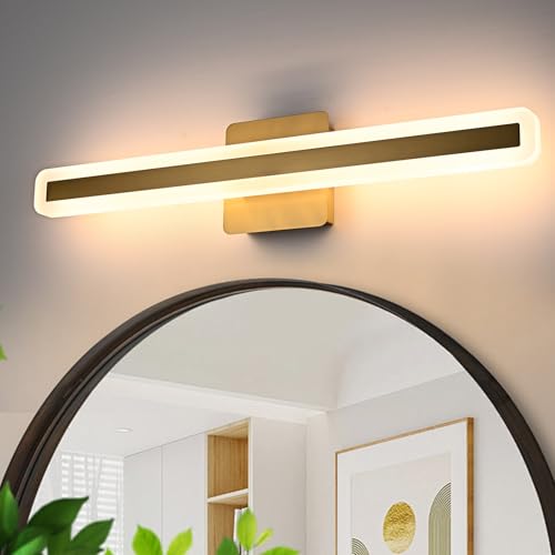 Image of Modern Bathroom Vanity Light 24.0 Inch, 28W 5CCT Dimmable LED Vanity Light Bar, Brushed Brass LED Wall Sconces Bath Lighting Fixtures Over Mirror for Bathroom Cabinets Bedroom Living Room