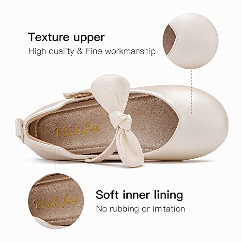 Walofou Kids Girl Princess Shoes 2T Champagne Little Flower Girls Mary Jane Ballet Flats Shoes Size 7 2 Yr Cute Cosplay Girl Dress School Ballerina Wedding Party Flat Shoes (Pu-Champagne 7) #TOP3