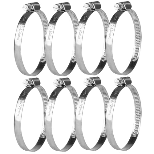8 Pcs Abrazaderas Metalicas para Tubos, Abrazaderas de Acero Inoxidable Ajustable 100-120 mm, Abrazaderas de Tubo, Abrazaderas de Manguera de Acero Inox para Mangueras Tubería de Agua Piscina