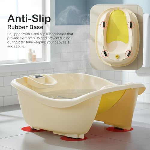Image of Baybee Dive Baby Bath Tub for Kids | Bathing Tub with Touch Monitor & Tray | Newborn Baby Bath Seat | Kids Bather with Anti-Slip Support & Headrest | Kids Bathtub for Baby 0 to 5 Years (Green)