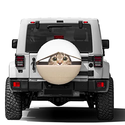 Image of Funny Cat Spare Tire Cover Dust-Proof Wheel Tire Cover Fit Trailer, RV, SUV and Many Vehicle 17 Inch