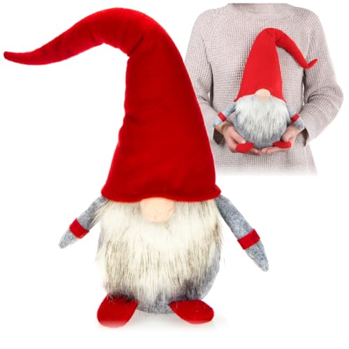 com-four® Gnomo navideño Premium en XXL - Decoración navideña Hecha a Mano - Figura Invernal como Soporte Decorativo - Lindo Duende como decoración de la habitación - Enano con Sombrero Puntiagudo