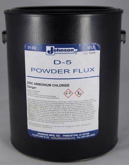 Johnson’s D-5 Powder Flux Fast Soldering Zinc Ammonium Chloride Flux for Professional Radiator Repairs and Metal Soldering – 10 lb Flux Powder
