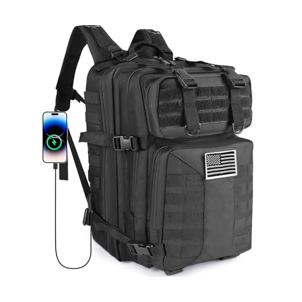 Military-Tactical-Backpack-for-Men-45L-Large-Assault-Tactical-Backpacks-Molle-Hiking-Pack-3-Days-Bug-Out-Bag-Waterproof-Black-Army-Rucksack-Tactical-Gear-for-CampingTravelingGymFishing Ksttog Military Tactical Backpack for Men - 45L Large Assault Tactical Backpacks Molle Hiking Pack 3 Days Bug Out Bag - Waterproof Black Army Rucksack Tactical Gear for Camping/Traveling/Gym/Fishing