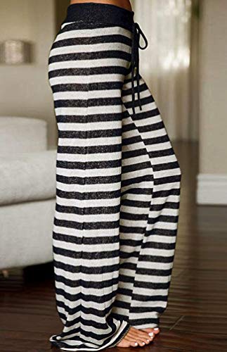 Image of AMiERY Women's Comfy Casual Pajamas Pant Floral Printed High Waist Wide Legs Lounge Pants Trousers