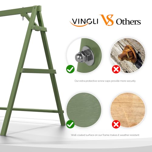 Image of VINGLI 6.9FT Wooden Porch Swing Frame for 5FT Swing, Green