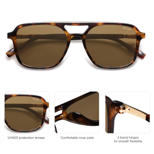 SOJOS Retro Aviator Sunglasses Womens Mens,Trendy Rectangle Shades SJ2202 - Image 6