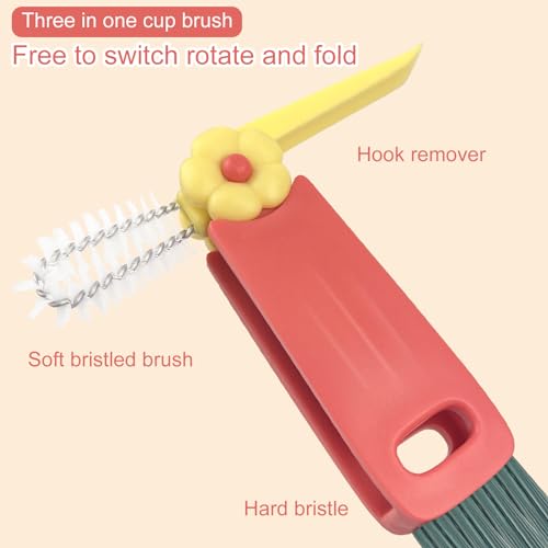Image of Velaco 3 in 1 Water Bottle Cleaner Brush, Kitchen Cleaning Gadgets Set for Crevice Tight Space Gap, Cup Lid Cleaning Brush - Green