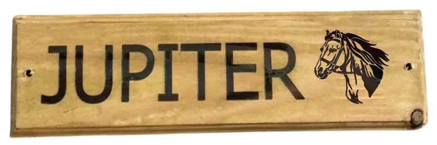 Furever Gifts Handmade Personalised Wooden Horse Stable Door Sign Various Designs 320mm x 100mm x 20mm (Horses Head 5 Tahoma Font) — image 1
