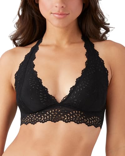 b.tempt'd by Wacoal Women's Inspired Eyelet Unlined Halter Bralette, 910319, Night, Medium