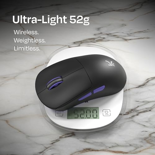 Image of Kreo Anzu 52g Ultralight Ergonomic Wireless Gaming Mouse for PC, Rechargeable Mouse Wireless with 50+Hours Battery Life, High End 80M Huano Switches, 12000DPI (Black)