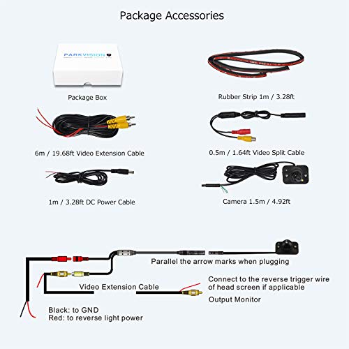 PARKVISION Car Blind Spot Side View Camera with LEDs,115°View Angle&Mini Size Tape Mounting Rear Camera with 360° Rotation,NO Drilling,Removable Guildlines,Mirror Non-Mirror Image,12V only[S142B] - Thumbnail 5
