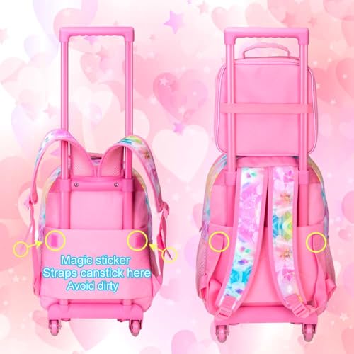 CCJPX 3PCS Kids Rolling Backpack for Girls, Unicorn Sequin Roller Wheeled Bookbag Toddler Elementary School Bag with Wheels 6