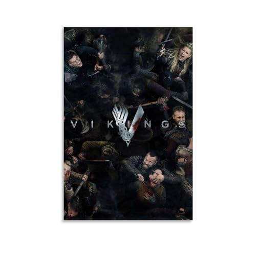 LAHTI Póster de batalla de los vikingos, pintura decorativa, póster de pared e imagen artística impresa moderna para dormitorio familiar, pósteres de decoración de dormitorio de 08 x 12 pulgadas (20 x