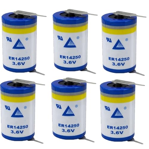 YICUAA�i6����jER14250 3.6V 1200mAh���`�E���d�r 1/2AA LS14250�����p�o�b�e���[�iIron feet)