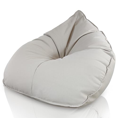 Aiire Puff Exterior Jardín en Olefina - [100x100x90] Sofa Puf con Relleno Incluido XXL de Diseño para Terraza o Piscina - Bean Bag Chair Salon o Decoracion Habitacion Juvenil Beige