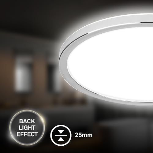 Briloner Plafoniere Led Per Il Bagno Pulap, Ø 29 Cm, Cromato/Bianco Metallo - 6