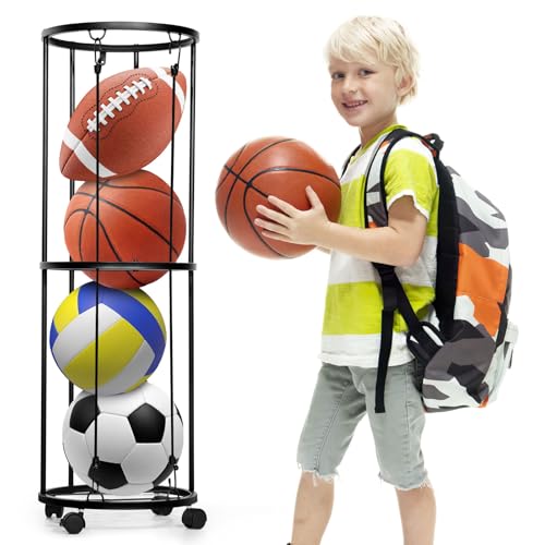 Support de rangement pour volleyball et basketball qui libère l'espace au sol