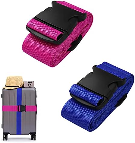 2 PCS Luggage Suitcase Straps Set,Travel Accessories Thickened Luggage Belt with Quick Release Buckle,Adjustable Blue Travel Luggage Straps for Suitcase Baggage.