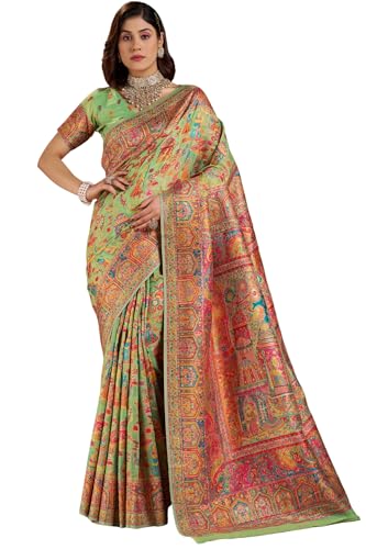 Image of SGF11 Women's Kanjivaram Pure Soft Silk Saree With Unstitched Blouse Piece