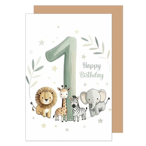 Edition Seidel - Carte de félicitations premium pour le 1er anniversaire avec enveloppe. Carte de vœux - Carte d'anniversaire - Carte Happy Birthday en...