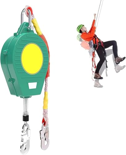 Linea di Sicurezza autoretrattile da 5 m, Blocco anticaduta con Bobina inerziale, Cordino di Protezione Individuale per lavori di Copertura, Dispositivo di ritenuta anticaduta ad Alta Quota (3 m)