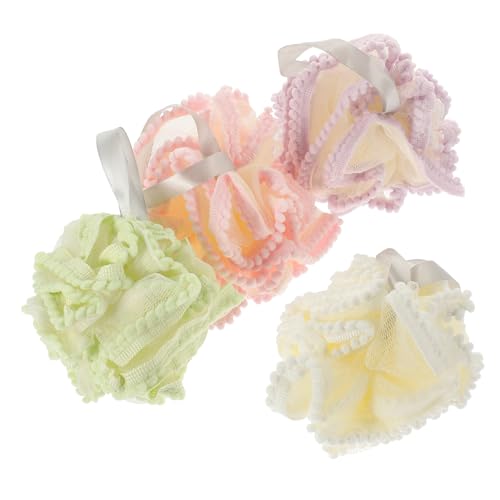 Beavorty 4Pcs Bath Loofah Ball Portable Skin Cleaning Scrubber for Shower Soft Pe Material Exfoliating Bathing Accessory for Smooth Skin