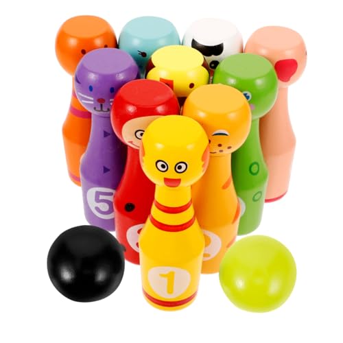 LIOOBO Handmade Wooden Bowling Balls Toy Boys and Girls Bowling Set Safe for Early Learning