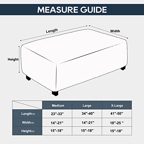 Necolorlife Velvet Ottoman Cover Rectangle,Storage Ottoman Slipcover Thick Stretchable Footrest Stool Covers With Elastic Band(Medium Size,Navy Blue) #TOP3