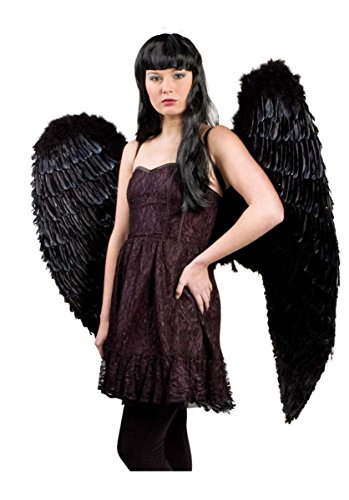 Boland 52817 - Asas de pena de anjo, preto, 120 x 120 cm, anjo, , decoração, carnaval, festa de disfarces, halloween, festa temática