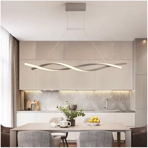 DVTFRUI Lampada A Sospensione LED, Soggiorno Dimmerabile Telecomando Luce Pendente, Moderno Creativo Spirale Design Lampadario per Isola della Cucina Bar Sala da Pranzo Salotto Loft,47.2 inch/120cm