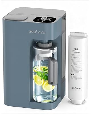 Ecoviva Mate 3 Countertop Reverse Osmosis Water Filter, 8-Stage RO Water Filtration System with 44oz Water Pitcher Smart Auto-Filling, 3:1 Pure to Drain, NSF Certified Tabletop Purifier, Blue