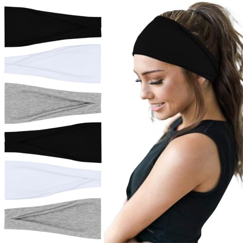 Image of YONUF 6 Pack Headbands for Women, Boho Wide Head Bands & Hair Accessories