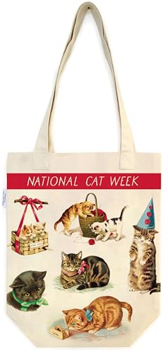Bolsa Tote de Lona Estilo Vintage Gatos Rojo miniatura 1