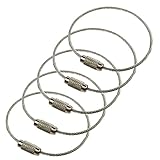 5Pack Luggage Tag Loops,6 Inch Stainless Steel String Keychain for Silicon Luggage Tags