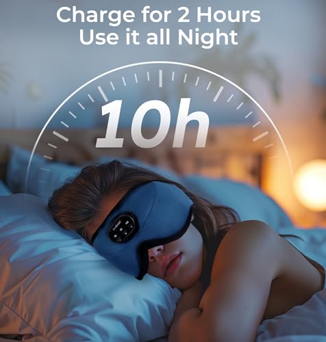Image of LC-dolida 5.4 Bluetooth Sleep Mask with White Noise,Sleep Headphones,Bluetooth Wireless Music Eye Mask, Ideal for Travel, Night Work, Side Sleeping and Office Use for Both Men and Women(Dusty Cyan)