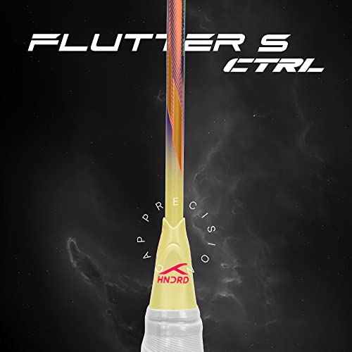 Image of Hundred Flutter S CTRL Carbon Fibre Strung Badminton Racket with Full Racket Cover for Intermediate Players