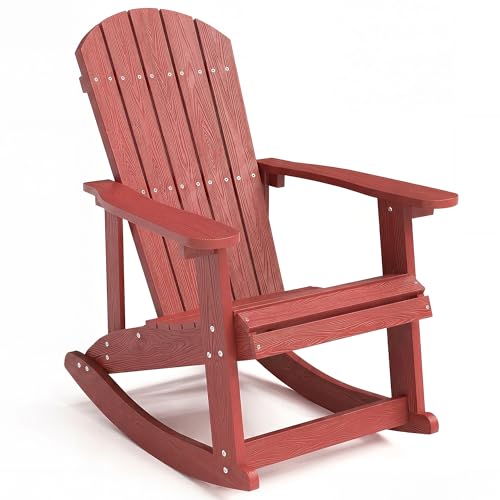 LegacyAmerhome Outdoor Adirondack Rocking Chair All-Weather Patio Rocker Chair with Wide Armrests & High Backrest Front Porch Rocker Chairs for Patio Garden Backyard Porch