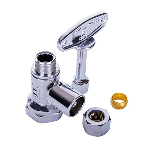 Image of Midline Valve 92112QS-OM-5 Water Supply Stop Valve with Quarter Turn Control Key; Straight Shut-off for Toilet, Sink, Dishwasher; 1 /2'' FIP x 3 /8'' Compression ; Chrome Plated Brass (5 PK)