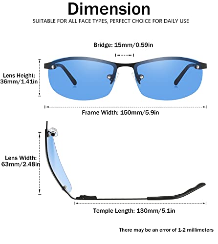 Image of 3 Pack Polarized Sunglasses for Men, Semi-Rimless Frame Driving Fishing Sun glasses UV400 Block Glare /Blue Light