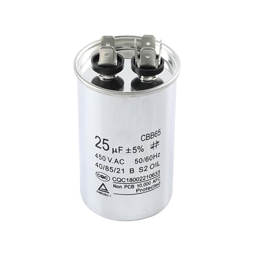 EC Buying 25UF ±5% Capacitor CBB65 450V Round Run Start Capacitor 450VAC for AC Motor Fan Start Heat Pump Air Condition Air Compressor Capacitors